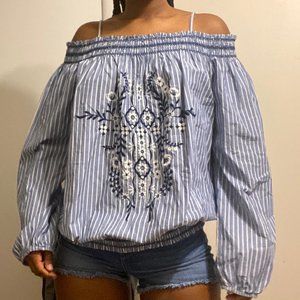 embroidered off-the-shoulder blouse